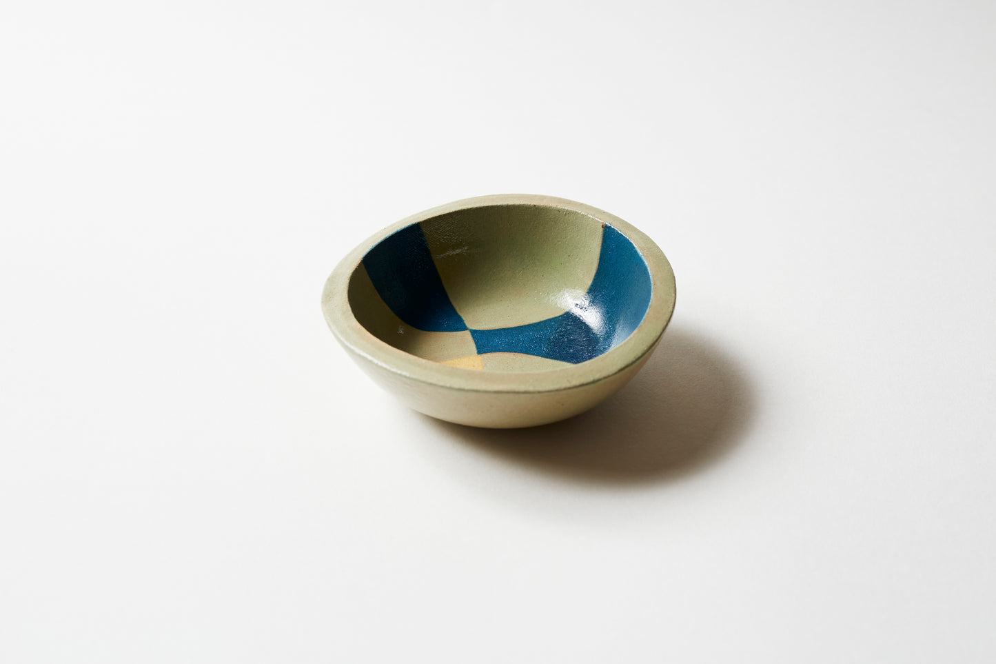 Dipping bowl / Tea light holder - Mustard/Teal/Off-white (single)