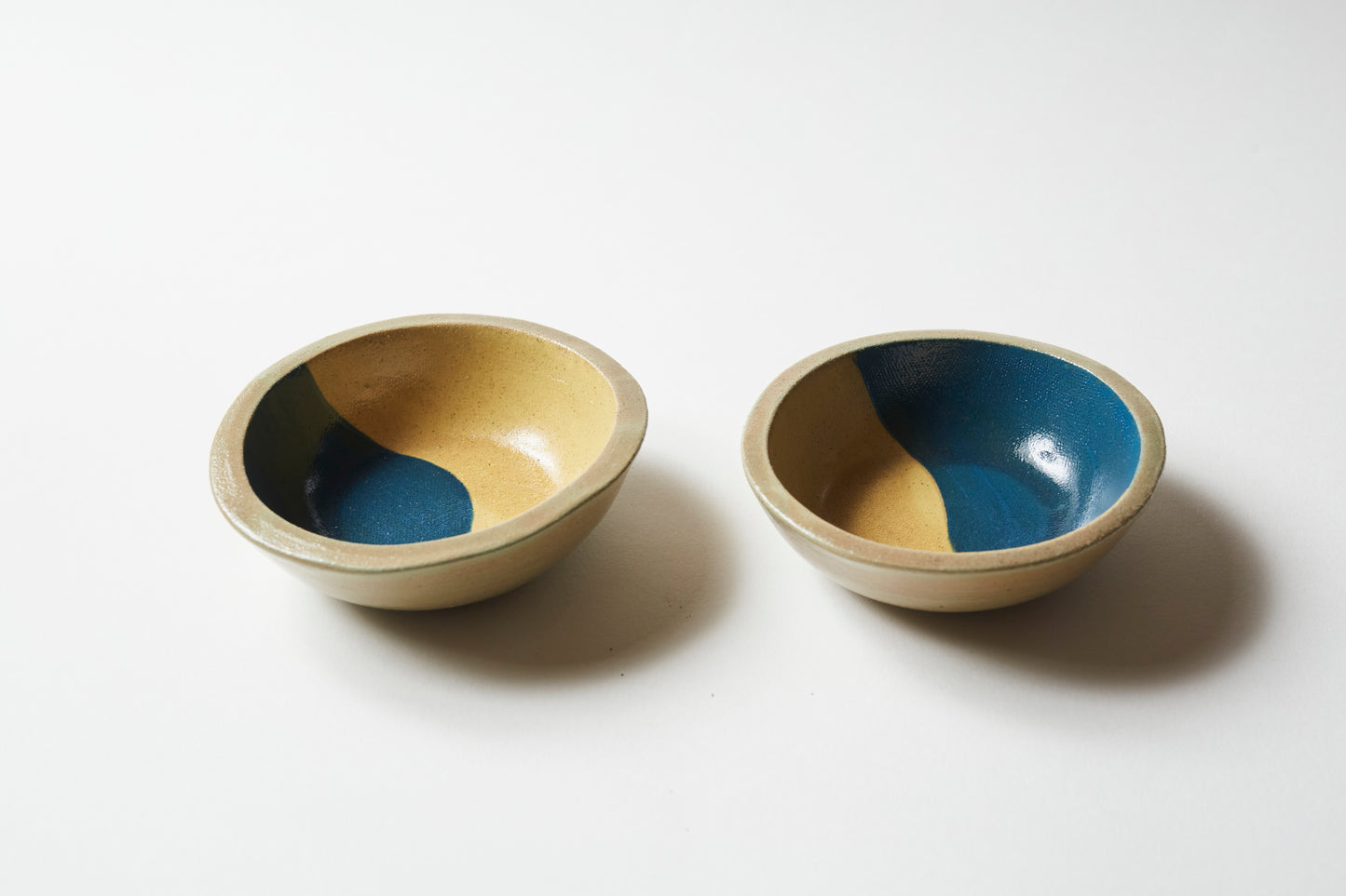 Dipping bowl / Tea light holder - Mustard/Teal 2 colour (set of 2)