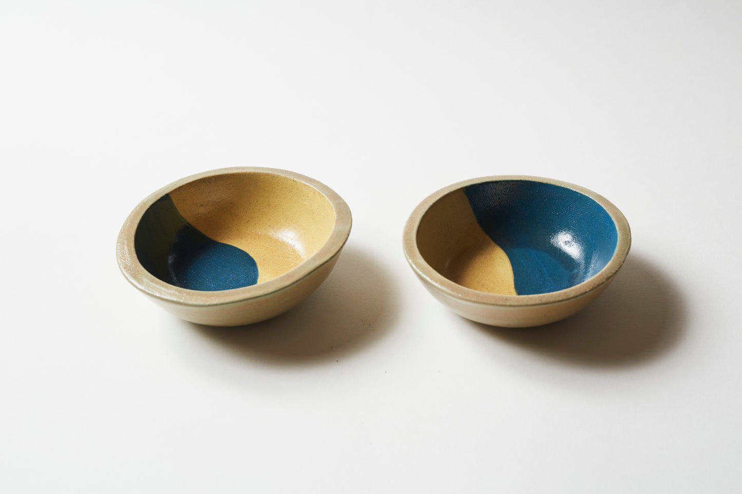Dipping bowl / Tea light holder - Mustard/Teal 2 colour (set of 2)