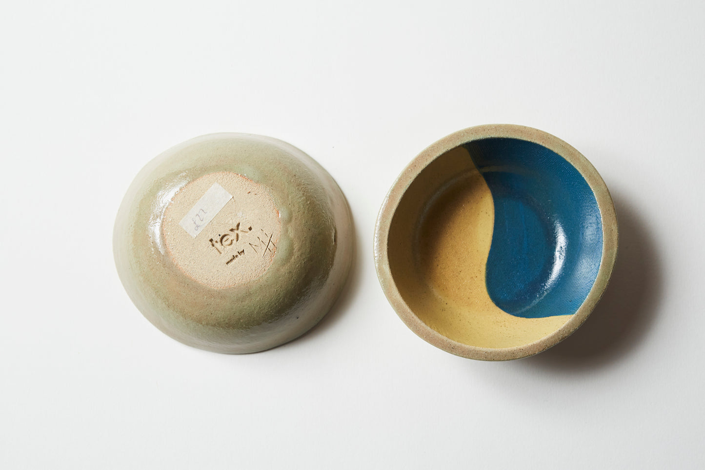 Dipping bowl / Tea light holder - Mustard/Teal 2 colour (set of 2)