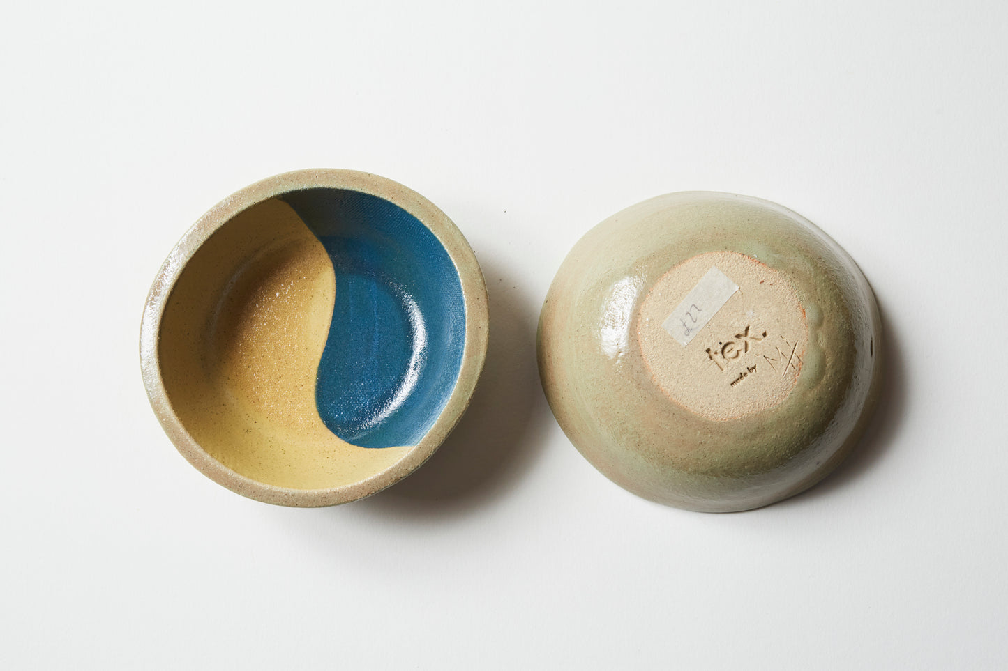 Dipping bowl / Tea light holder - Mustard/Teal 2 colour (set of 2)