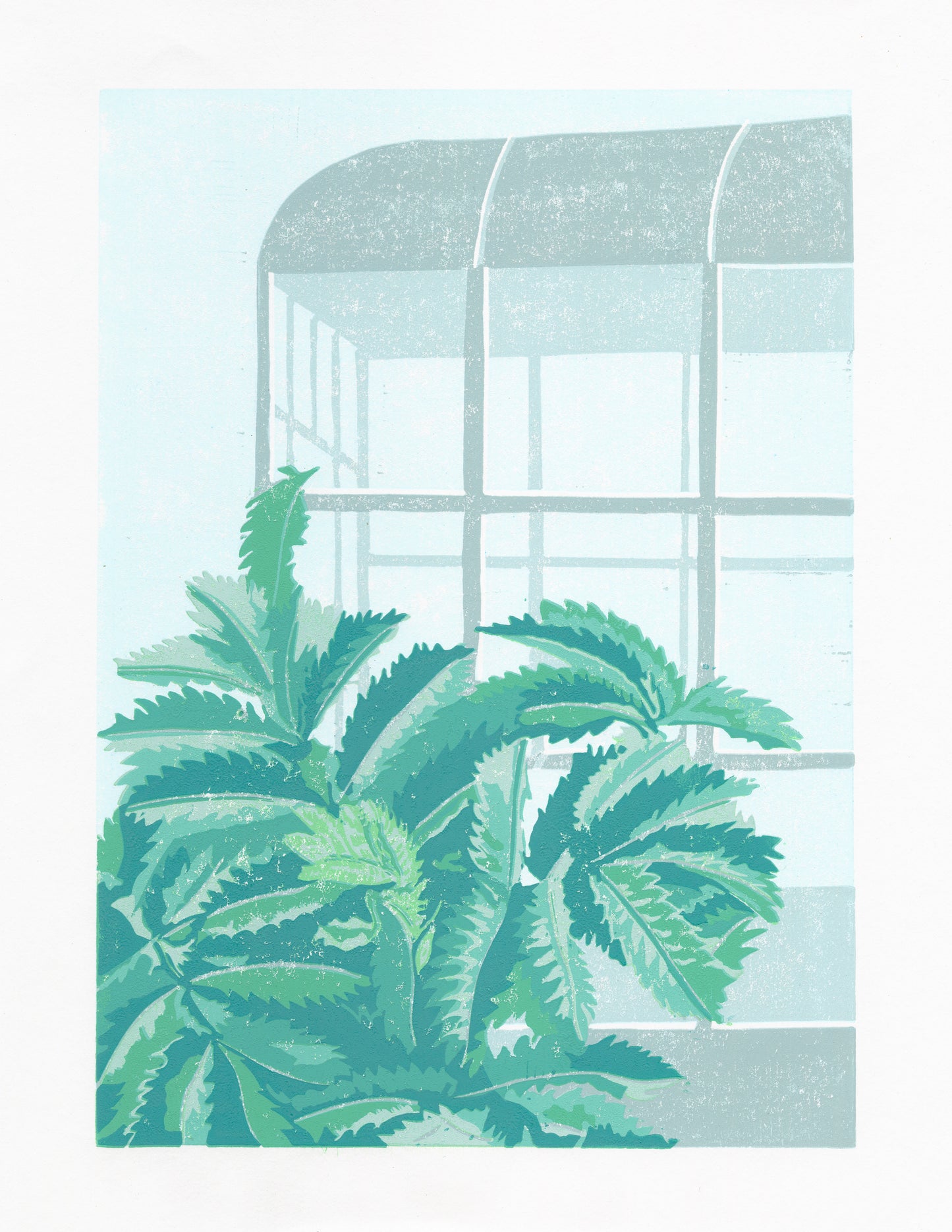 Florence's Greenhouse - Lino Print