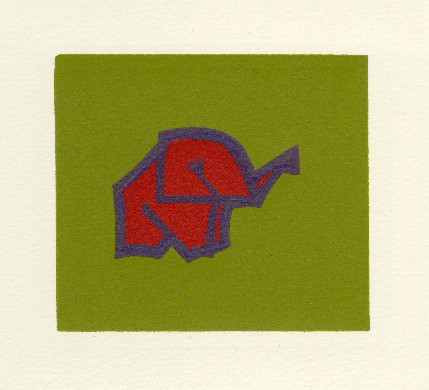Origami Elephant - Red on Green
