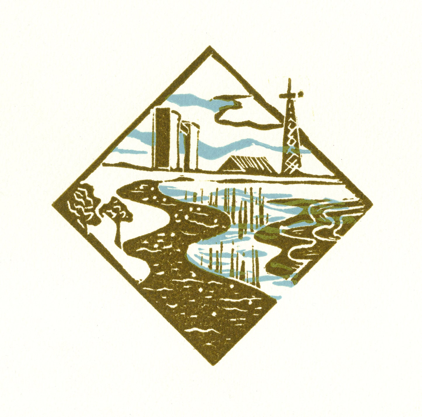 Erith Marshes - Lino Print