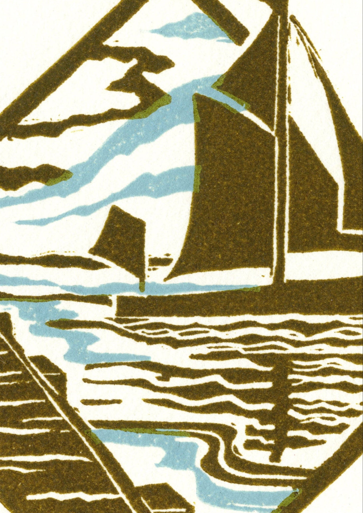 Erith Causeway & Thames Barge - Lino Print