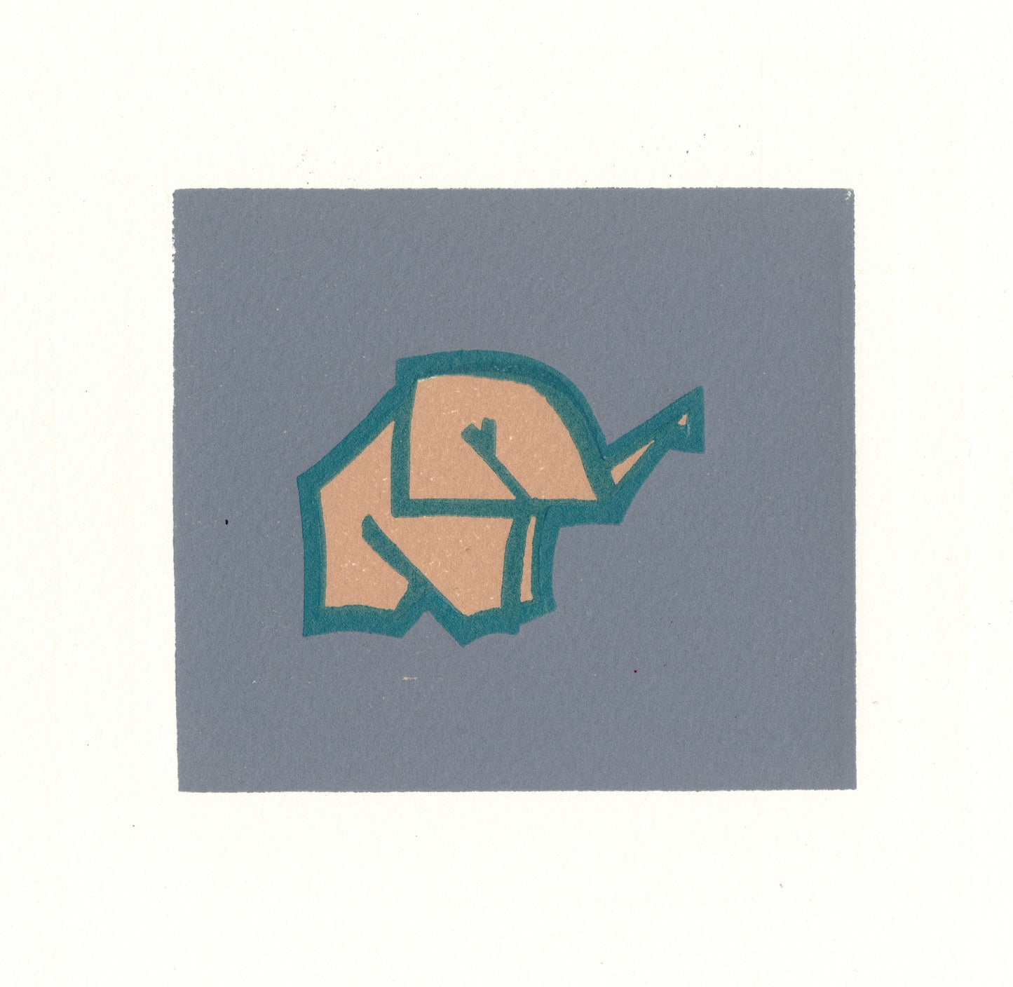 Origami Elephant - Pink on Blue