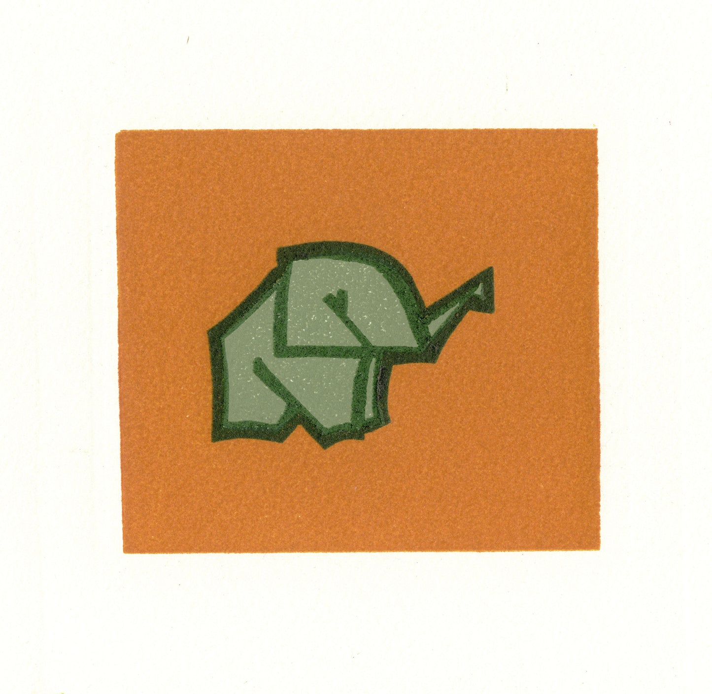 Origami Elephant - Green on Orange